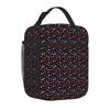 Bestselling Black Rainbow Multi-color Confetti Polka Dot Graphic Insulated Food Bag Errand Run Meal Bag
