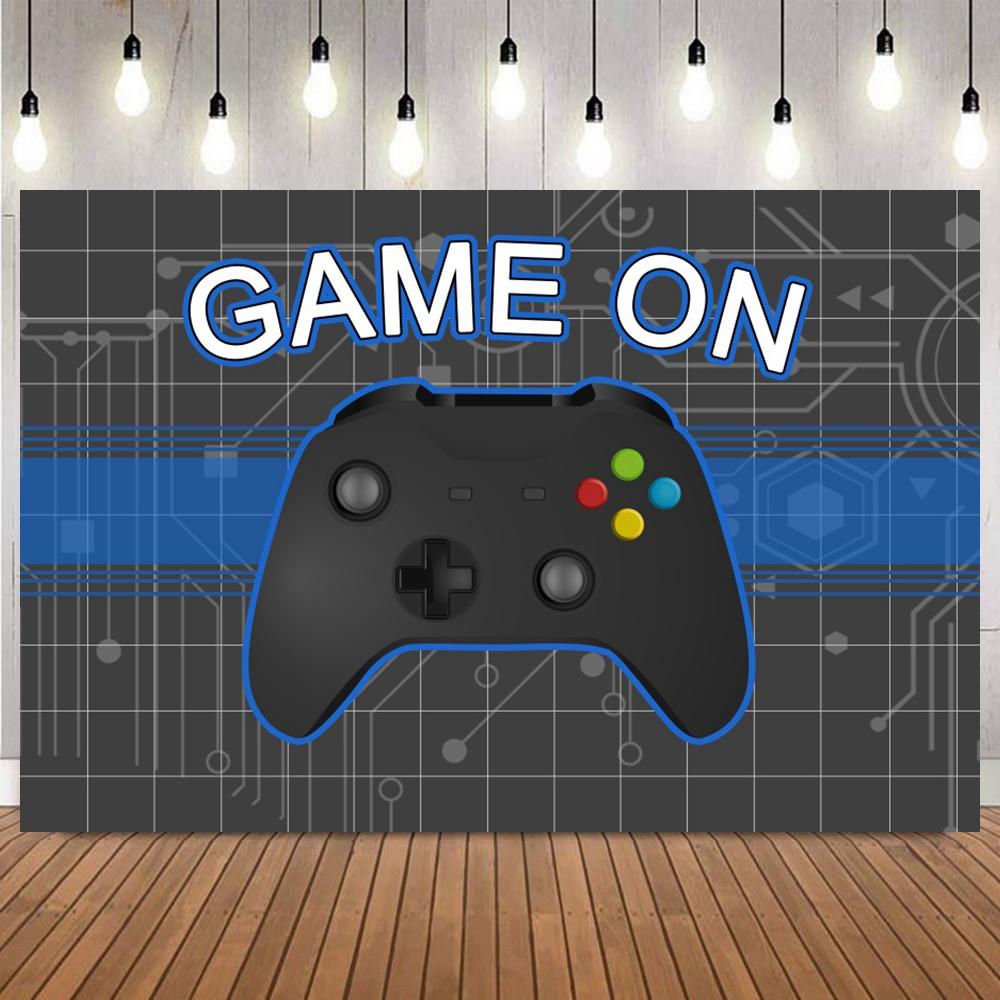 Kids Birthday Party Decor Photography Background Game On Theme Video Gamer Neon Green Gaming Next Level Up Backdrop Props5