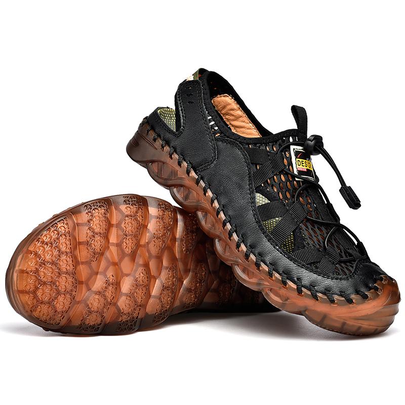 Hot Sale Summer Man Sandals Outdoor Non-slip Beach Sandals Handmade Genuine Leather Oxford Sole Male Shoes Fashion Men Sneakers