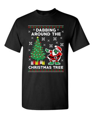 Dabbing Around The Christmas Tree Santa Ugly Xmas Funny Adult DT T-Shirt Tee Unisex T-Shirt
