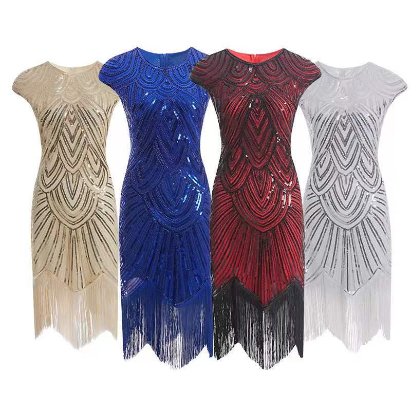 1920s Gatsby Sequin Tassel Dress - Formal Party Dancewear X-082