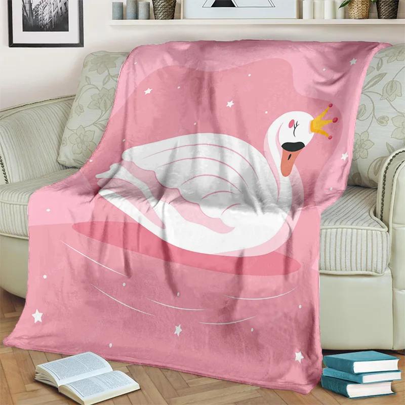 Couverture Cygne Princesse Dessin Animé Mignon 3D Cygne, Couverture Jetée Douce pour Maison Chambre à Coucher Lit Canapé Pique-nique Voyage Bureau Couverture Enfant