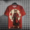 Men's T Shirt Japanese Samurai Cat Model Printed Topuri Casual Unisex Topuri Respirabil Confortabil Vară Nou Supradimensionat Îmbrăcăminte