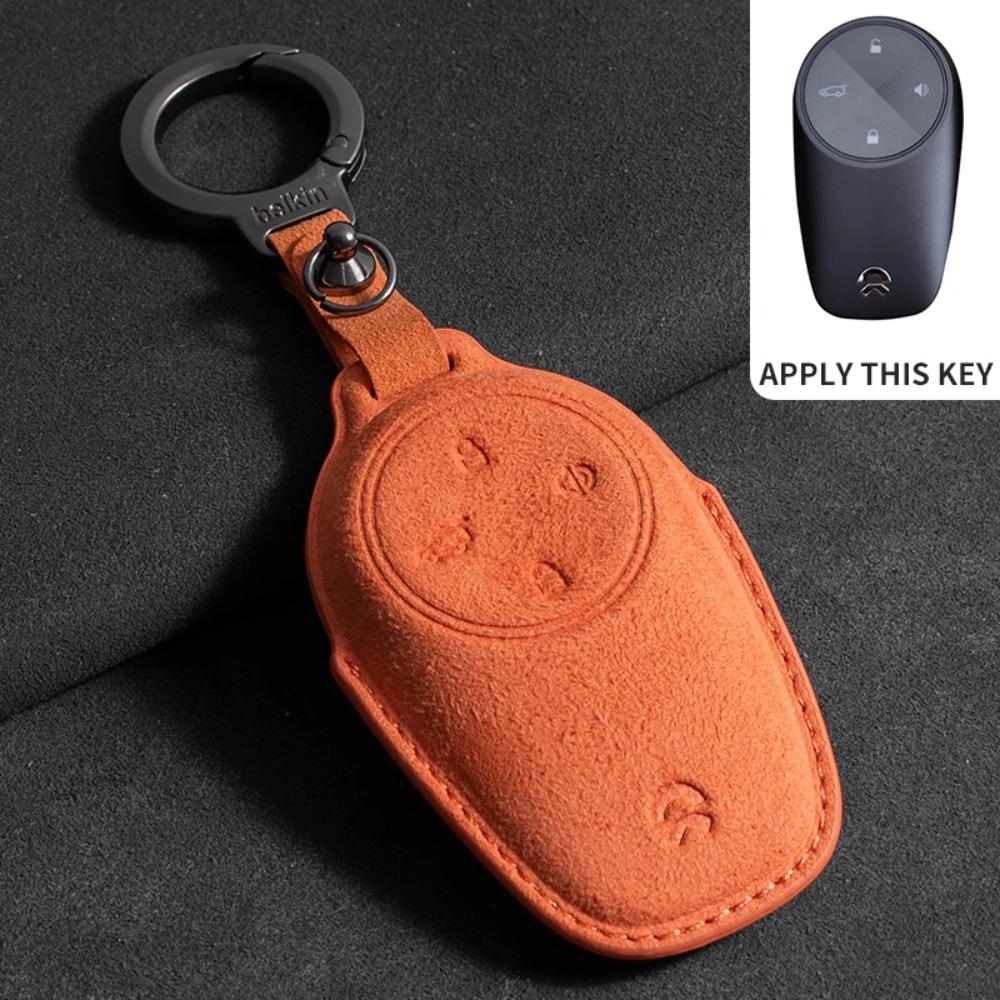 Leather Car Remote Key Case Cover for Nio ET7 ET5 2022 2023 2024 for Weilai NIO ES6 ES8 EC6 ET7 Auto Key Fob Shell Keychain