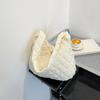 Cloud Lattice Shoulder Bag Zippered Solid Color Crossbody Bag Quilted Casual Tote Bag for Street Travel Office Party