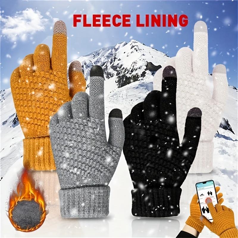 1pair Winter Touch Screen Gloves, Unisex Warm Elastic Knitted Gloves With Full Finger Thickened Version