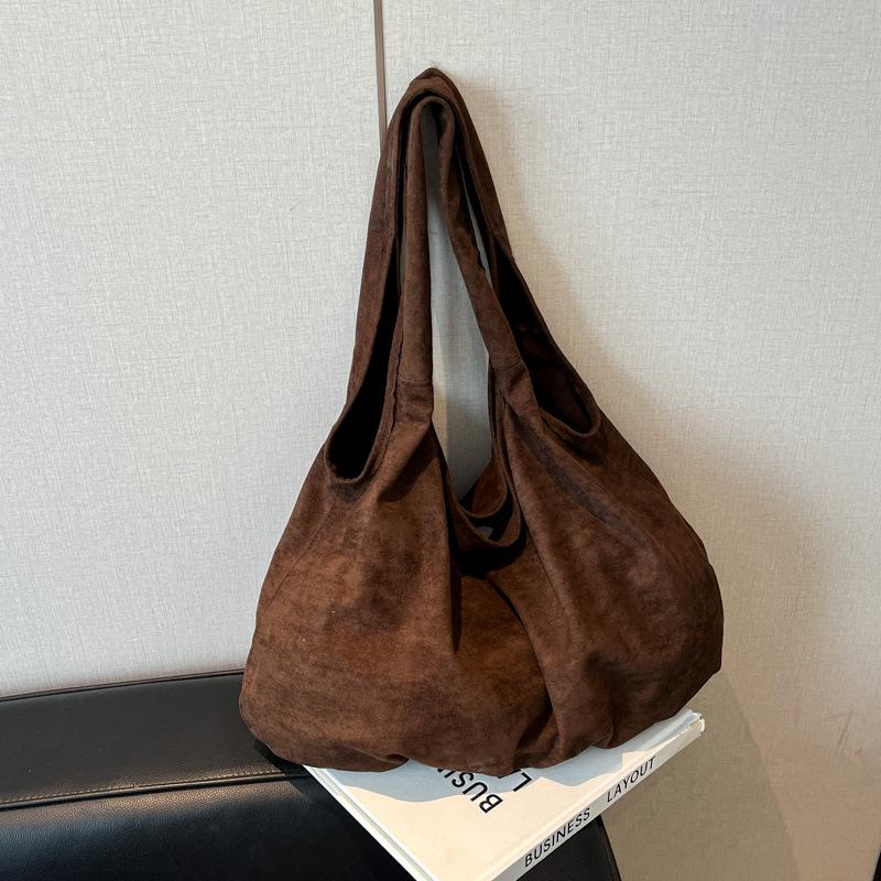 New Suede Tote Bag Women's Retro Matte Shoulder Bag High-end Large-capacity Commuting Versatile Shopper Handbags KTB