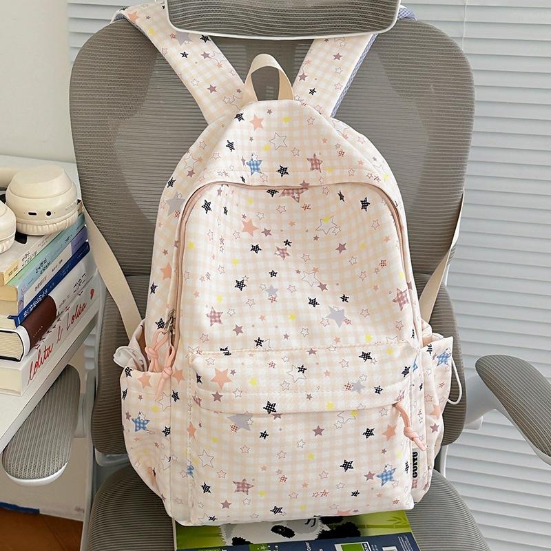 Schoolbag1011 Gentle star floral backpack, multi-color optional lightweight middle and high school student schoolbag, soft cloth large capacity