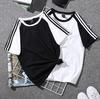 Women Short Sleeve T Shirt Print Couple Tees Students Plus Size Graphic Striped T-shirt