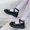 Shoes Lolita Shoes Women Heels Platform Mary Janes Star Buckle Strap Mary Janes Women Cross-tied Girls Rivet Casual Kawaii Shoes