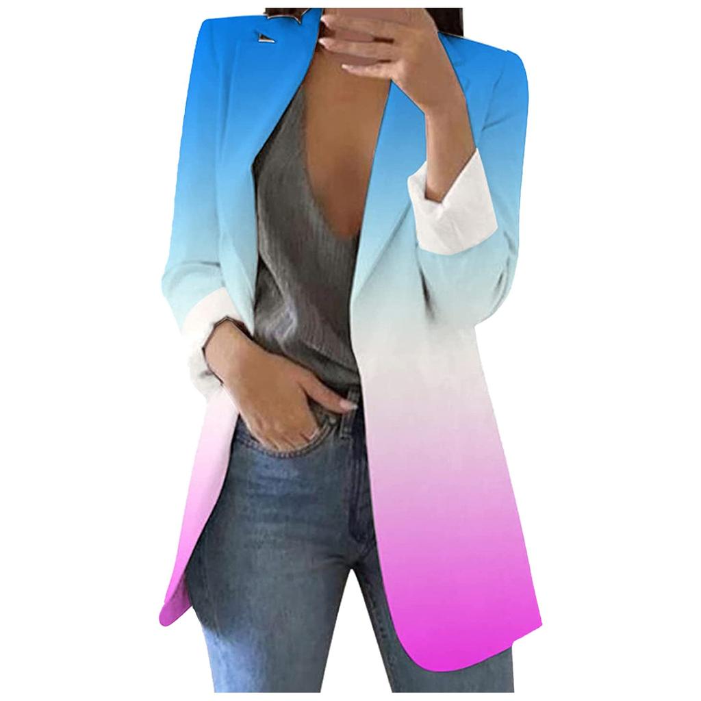 Women's Fashion Lapel Printed Jacket Temperament Casual Suit Jacket