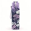 1PC Dark Purple Leaf Botanical Pattern Print 750ml Color Plastic Sports Water Bottle Leakproof Flip Straw Lid Suitable for Sports Office Home Use