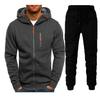 Men's Fall Sports Fitness Set Casual Cardigan Hooded Jacket Hooded Casual Sweatshirt Set Plus Size
