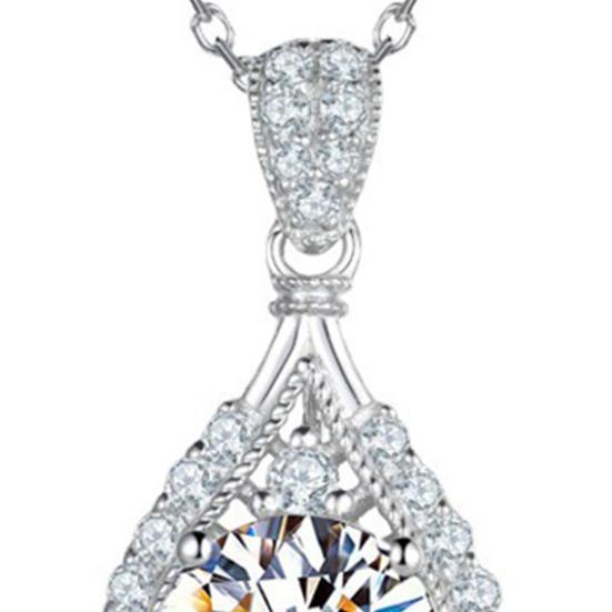 Sparkling Drop Pendant Necklace Women Cubic Zirconia Necklace Elegant Wedding Necklace Jewelry Gift for Mom Wife Her