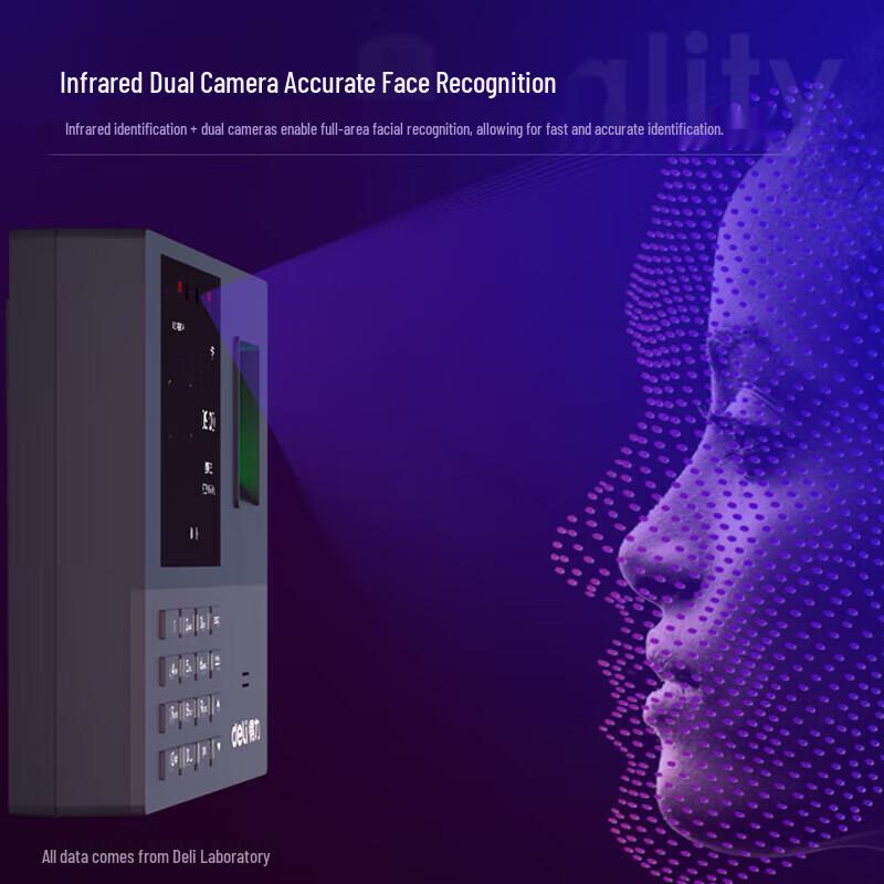 Deli Fingerprint and Face Recognition Time Clock CN Plug (adapter Included)