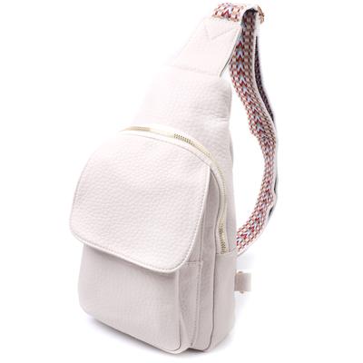 Popular Women's Bag with One Shoulder Strap Made of Large-grain Eco-leather VINTAGE Bag 22761 Milk