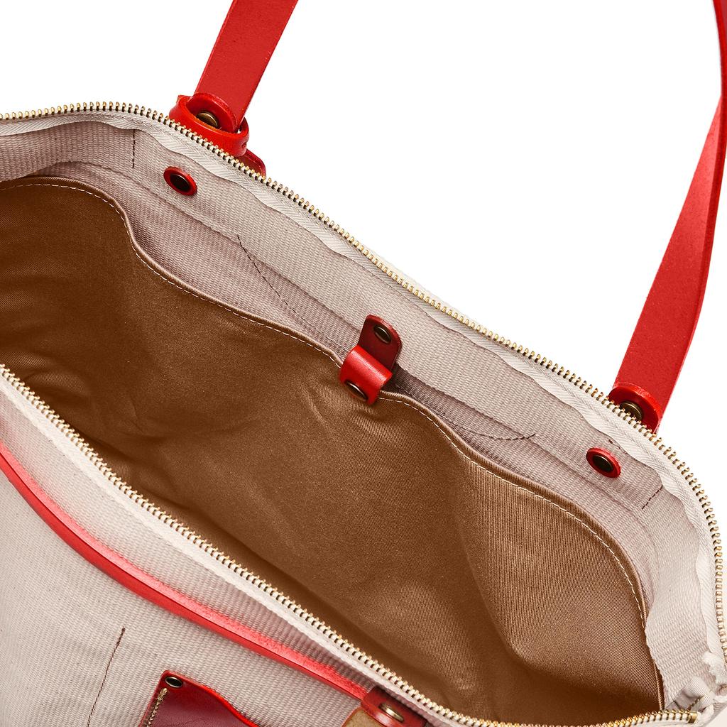 Tote Bag Made In Kurashiki Kojima Thick Canvas X Finest Himeji Leather Made In Japan Red [Tseha] (Cowhide)