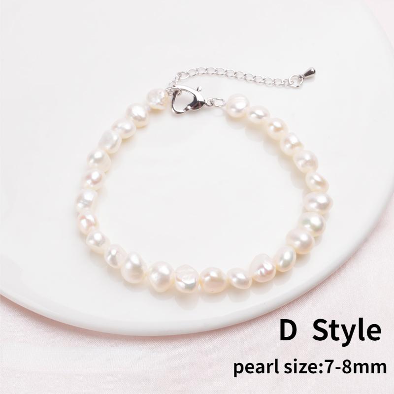 Genuine Natural Freshwater Pearl Bracelets Bangles for Women with Classic Fashion White Pearl Jewelry Gift