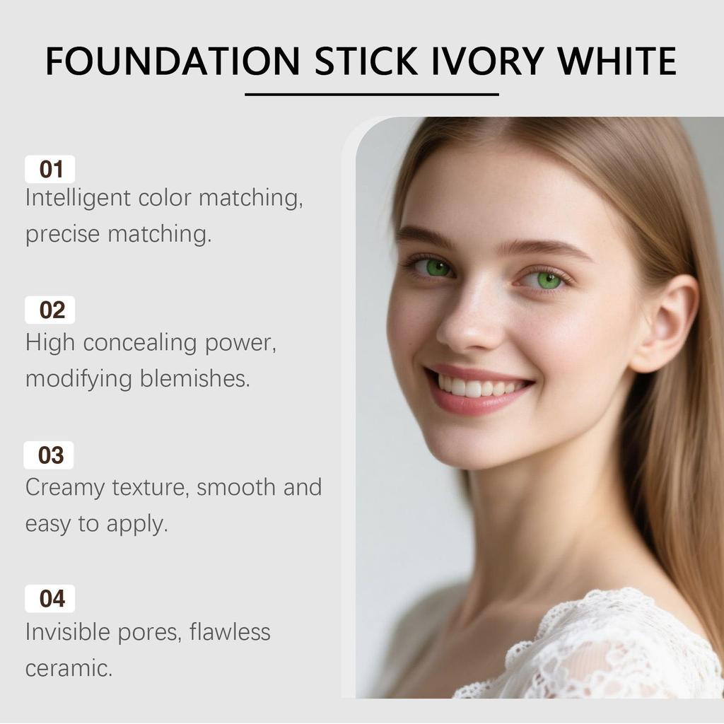 2-in-1 Color-Changing Matte Foundation Stick: Lightweight, Hydrating, Non-Caking, Skin-Nourishing for Daily Use.