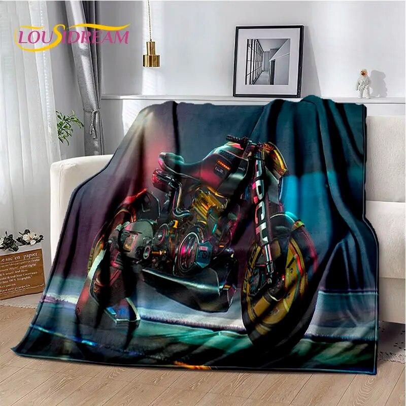 3D Cyberpunk Concept Motorcycle Cartoon Soft Plush Blanket,Flannel Blanket Throw Blanket for Living Room Bedroom Bed Sofa Picnic