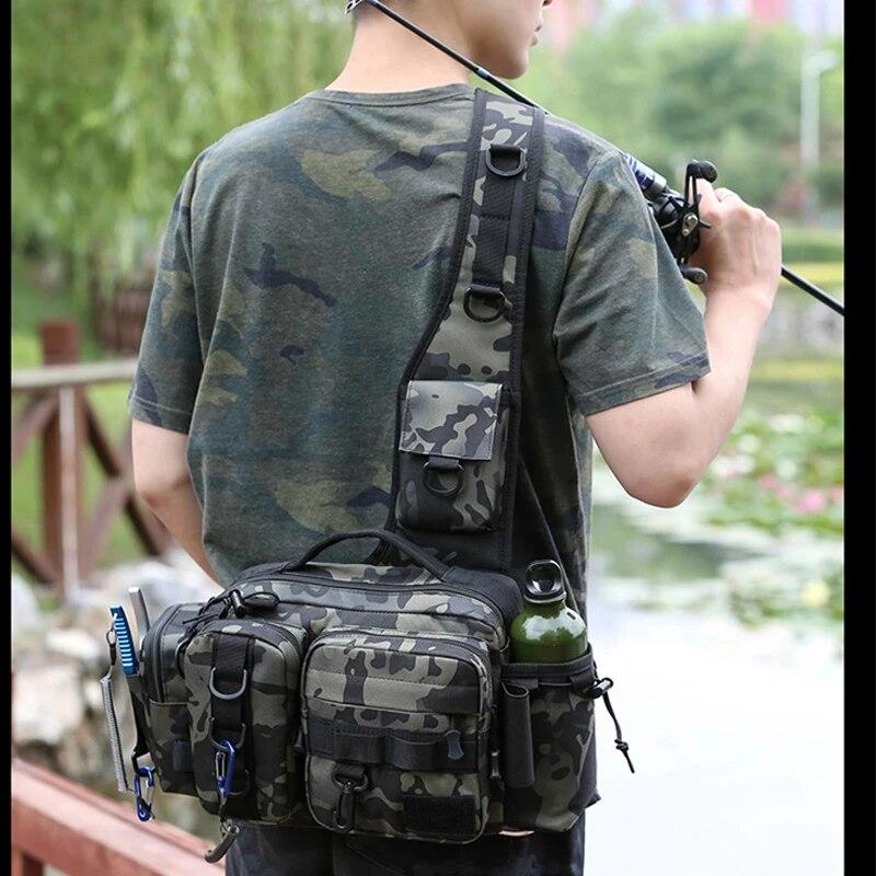 Rilibegan Luya Bag Multifunctional Single Shoulder Fishing Bags Big Capacity Crossbody Luya Crossbody Bag Fishing Rod Luya Bags