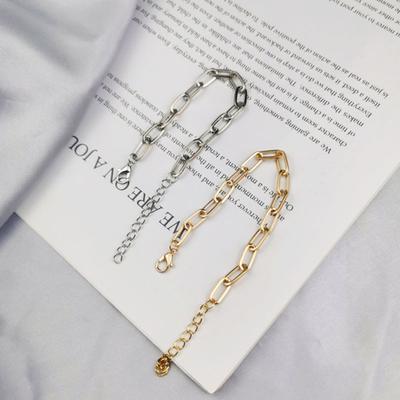 Dames Armband Verstelbare Lengte Holle Ketting Effen Kleur Gepolijst Galvanisch Behandeld Roestvrij