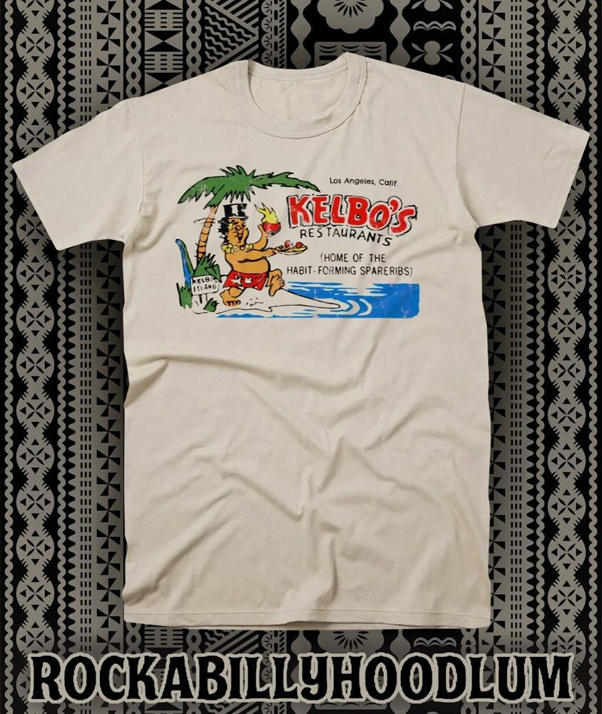 Retro Tiki T-shirt Rumsmugg Restaurang Bar Cocktail Kelbos Los Angeles CA Unisex T-shirt
