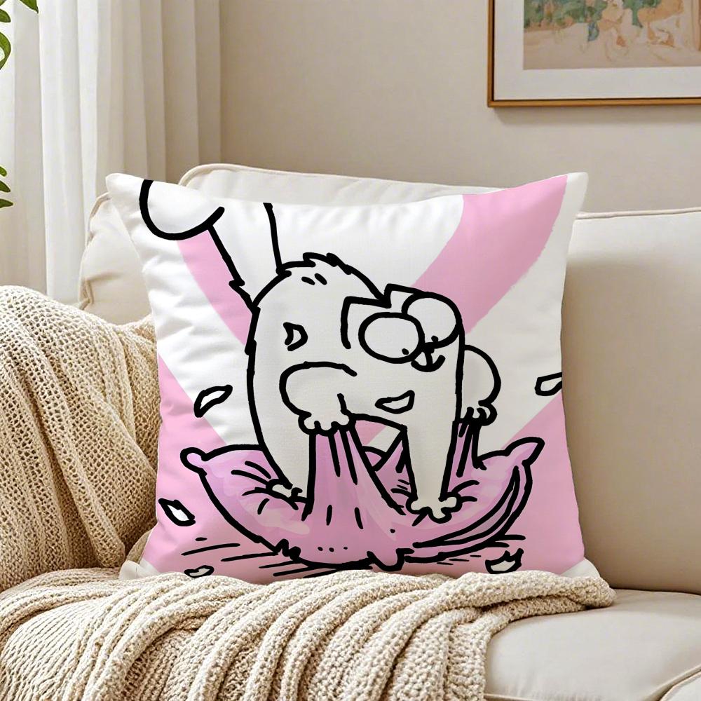 Humorous And Funny Style SSimons Cat Cushion Cover Pillowcase Antidustmite Living Room Sofa Decor Cushion Room