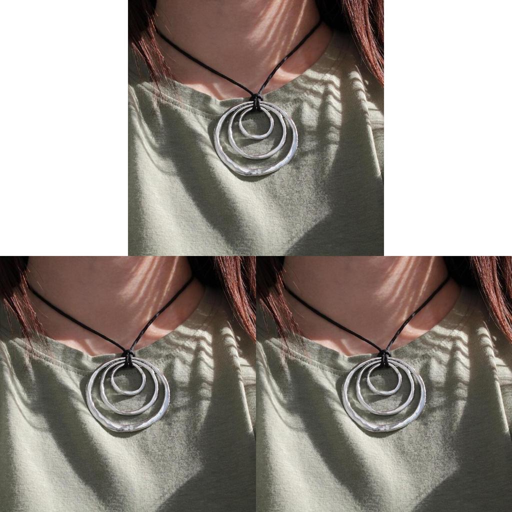 Bohemian Geometric Alloy Pendant Necklace With Leather Cord For Women Summer Style