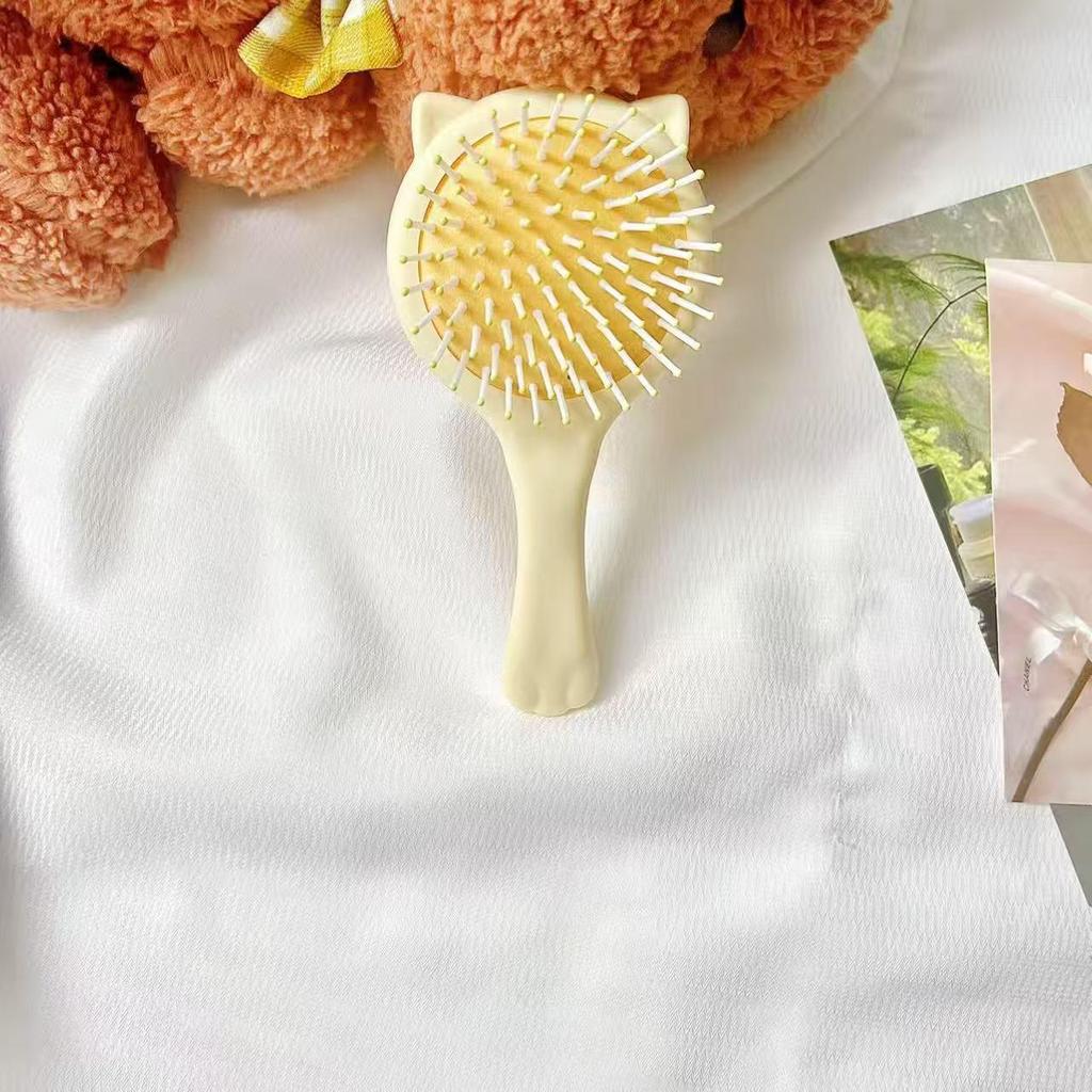 Cute Cat Paw Handheld Cushion Comb & Mirror - Portable Scalp Massage Brush