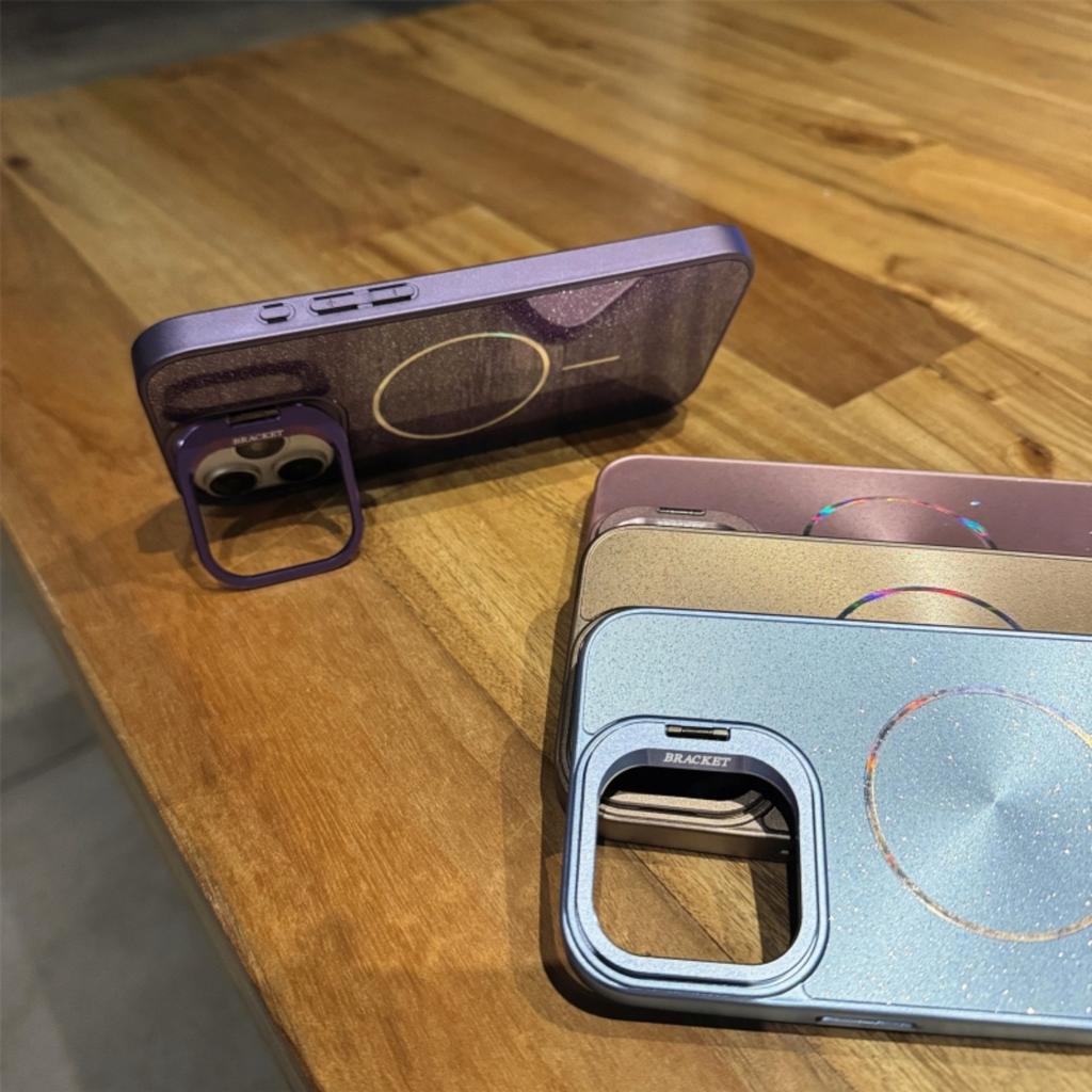 CD Texture Laser Glitter For Magsafe Lens Stand Case For iPhone Air 17 16 15 14 13 12 11 Pro Max Wireless Charge Bracket Cover