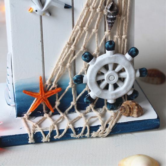 Nautical Wooden Pen Holder Handcrafted Mediterranean Theme Makeup Brush Organizer Ocean Beach Pencil Container for Home Office