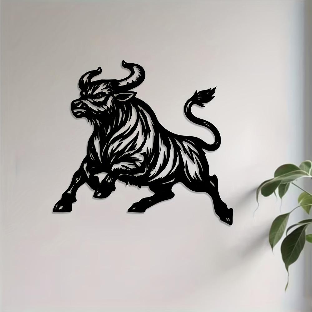 One Piece Bull Metal Wall Art, Lively Bull Statue Mural, Great New Year Christmas Gift, Animal Decor Lovers, Rust Resistant Sculpture for Living Room