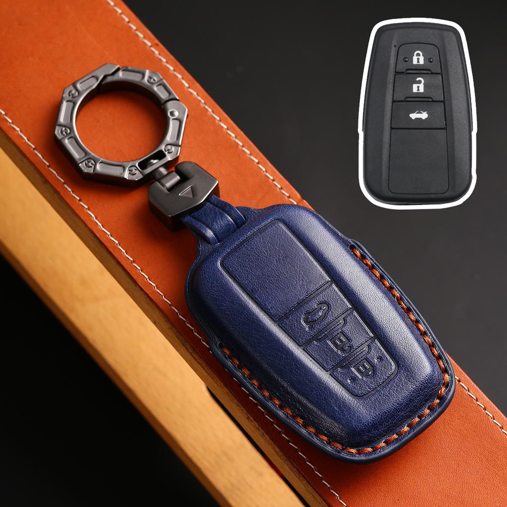 For Toyota Chr Camry Prius Land Cruiser Prado Furniture Corolla Yaris Rav4 Highlander Leather Car Key Fob Case Cover Accessories
