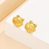Stainless Steel Scallop Shell Stud Earrings - Fresh Resort Style Women's Accessories