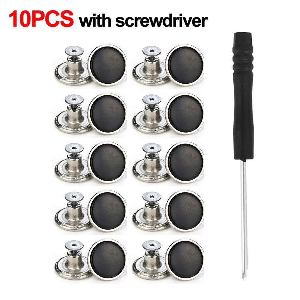 10Pcs/pack 17mm Nail Free Adjustable Waist Extenders Buttons Jeans Waist Buttons Detachable Clothing Pants Waist Buckle