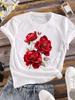 (Asian Size) 90s Butterfly Trend Women Tee Top Clothing Casual Flower Short Sleeve T Shirt Fashion Print Lady Female Graphic T-shirts