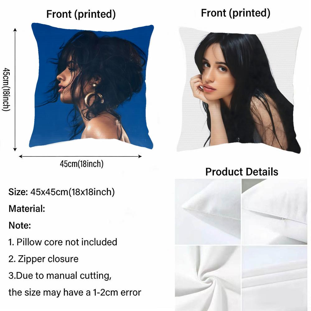 C-Camila Cabello Cushion Cover Cushion Cover Pillowcase, Anti-Mite Invisible Zipper, Linen Sofa Cushion