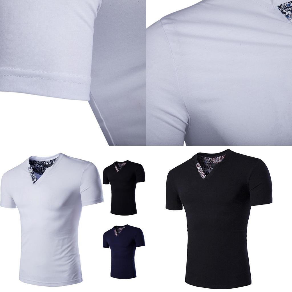 Hochwertiges Herren-T-Shirt Slim Fit Floral V-Ausschnitt Lässiges T-Shirt für den Alltag