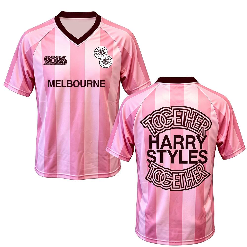 HarryStyles Together Tour Rózsaszín Foci Meccs Póló 2026 Új Érkezők Pólók Nyári Divat V-nyakú Légáteresztő Hálós Mezes Uniszex