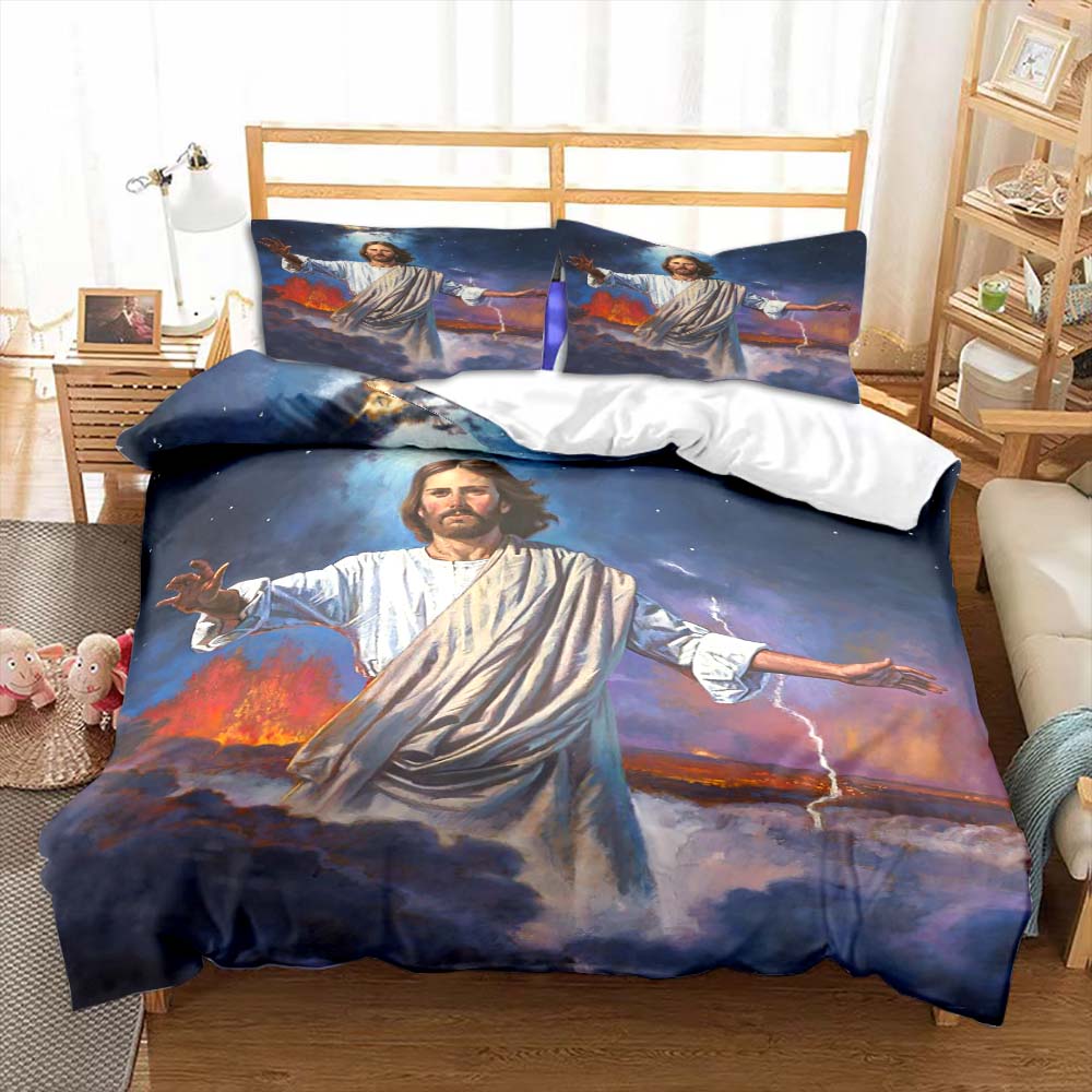 Set lenjerie de pat Iisus Fecioara Maria Set lenjerie de pat pentru dormitor pat simplu Plapumă Copii Adulți Pătură pat Huse de plapumă Dublu King Plapumă Decor casă