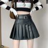 PU Pleated Leather Skirt for Women Autumn and Winter Sexy High Waist Mini A-line Skirt Korean Style Fashion Clothing Y2k