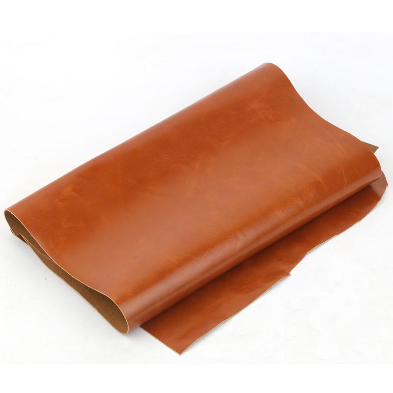 Yellow-brown 1.0mm thickness ultra-thin waxed leather top grain genuine leather material for sofa, bed head, seat, clothing repa