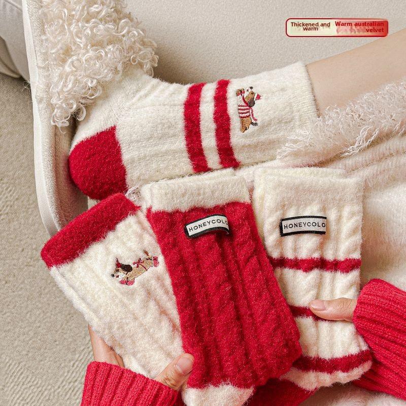 Autumn and Winter Socks Thickened Thermal Socks Christmas Plush Home Sleeping Socks
