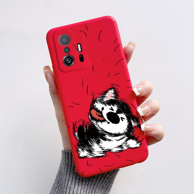 Phone Case For Xiaom Mi 11T 11 T Pro Funda Cute Cat Cartoon Dog Fox Case Xiaomi 11T Mi11T Pro Matte Soft TPU Back Cover Bumper