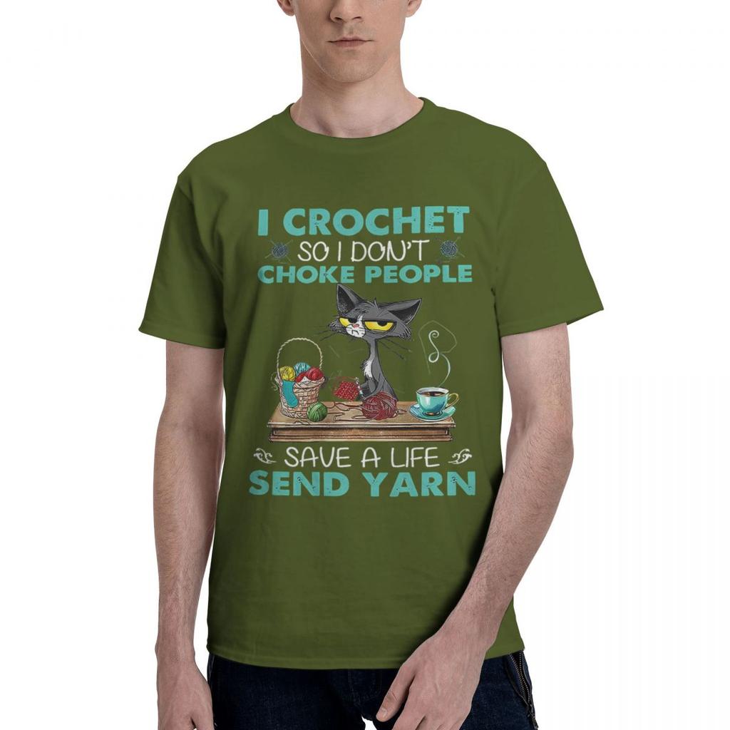 Je Crochète Pour Ne Pas Étrangler Les Gens Sauvez Une Vie Envoyez Du Fil Chat 100% Coton Décontracté Respirant Confortable Totoro T-shirts Homme Drôle