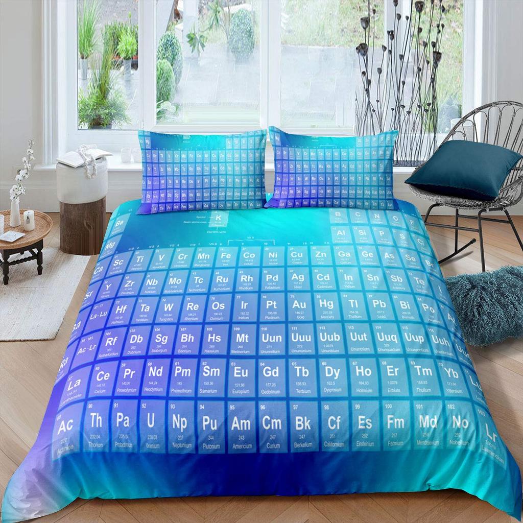 Laboratory Bedding Set Chemistry Lab Duvet Cover Set For Kids Teen Test Tube Microscope Graffiti Comforter Cover Science Theme