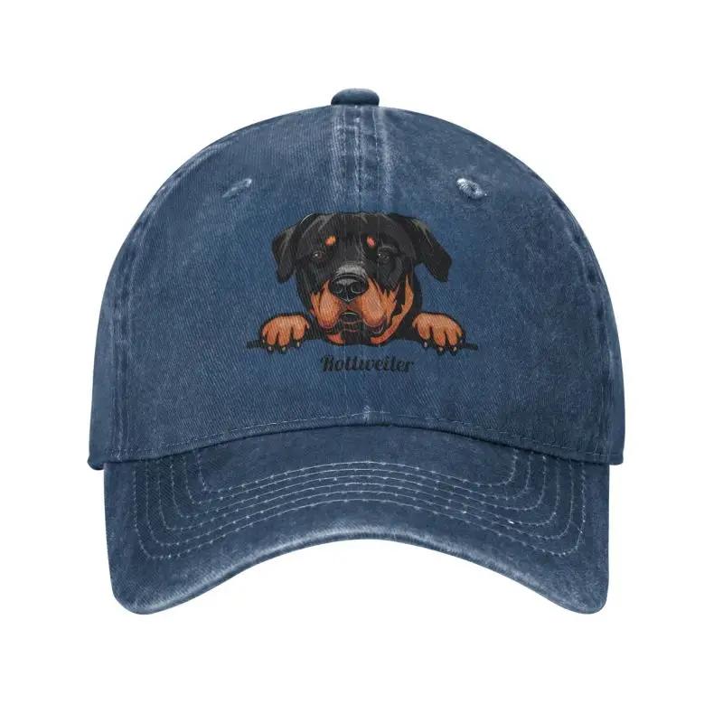 Punk Unisex Cotton Peeking Dog Rottweiler Baseball Cap Adult Adjustable Dad Hat Men Women Outdoor