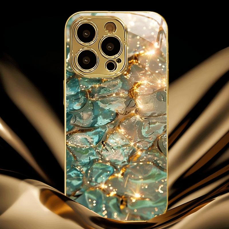 Gold Textured Electroplated Phone Case  Phone Protection Case for iPhone Models, Including 17, 16, 15, 14, 13, 12, 11 Promax