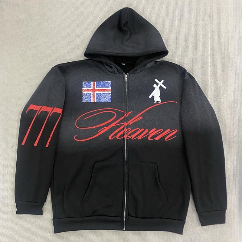 European and American Street Trend Y2K Personalized Printed Long Sleeved Zipper Hoodie